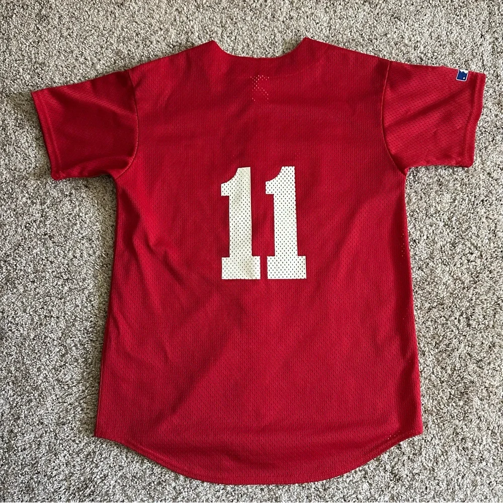 VTG Y2K Majestic Washington Nationals MLB Red Mesh Jersey Boys Youth XL Made USA